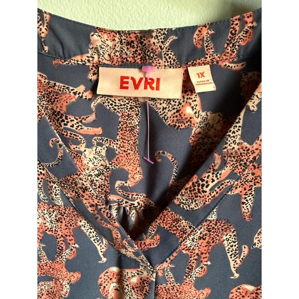 EVRI | Leopard Print Sleeveless Blouse Pink Cheetah Tunic Top Plus Size 1X - Picture 2 of 4